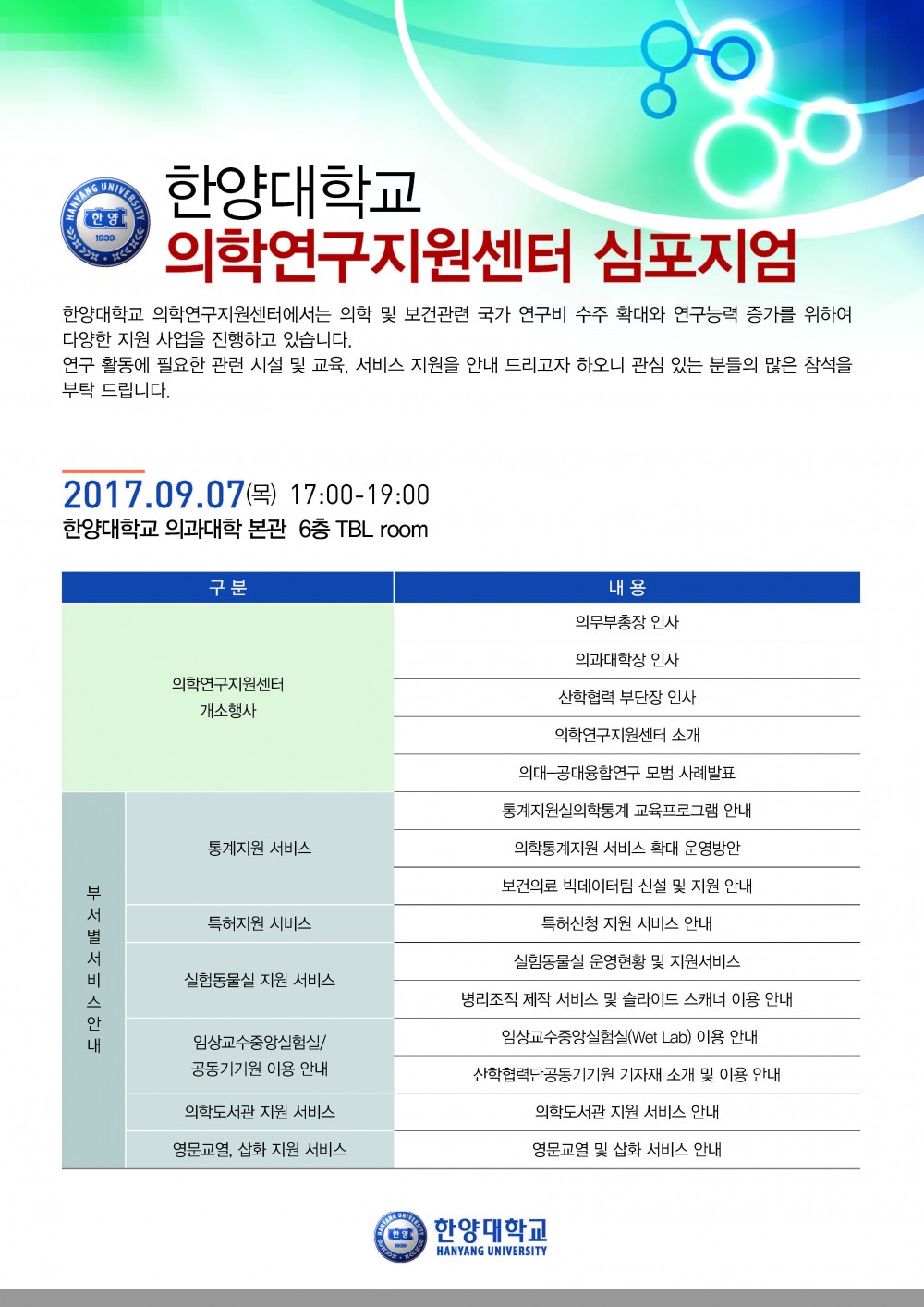 의학연구지원센터 심포지엄포스터